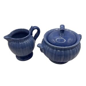 Stangl Pottery Cream And Sugar Set‎ Colonial Blue MCM Vintage
